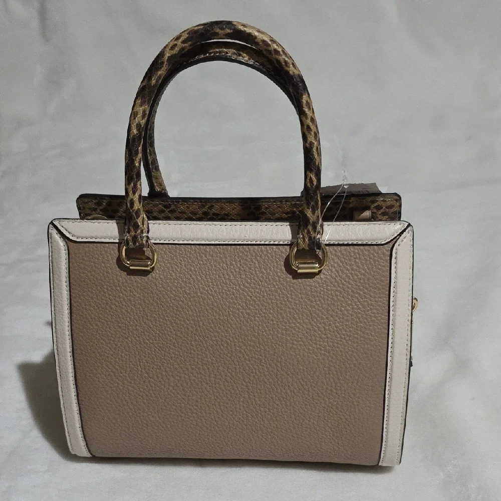 Coach Cream and Brown Satchel‎ with Animal Print Accents